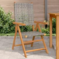 Tuinstoelen 2 st massief acaciahout en poly rattan grijs - thumbnail