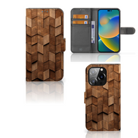 Book Style Case voor iPhone 14 Pro Wooden Cubes - thumbnail