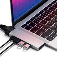 SATECHI Type-C Pro Hub Adapter Met Ethernet - 4K HDMI, USB-C PD, Gigabit Ethernet, USB 3.0, Micro SD Kaartsleuf - Voor M2/ M1 Macbook Pro/Air (Zilver)