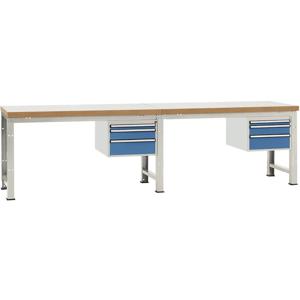 Manuflex WP5767.0002 Compleet werkbank basis- en aanbouw PROFI standaard met kunststof plaat, bxdxh = 4000 x 700 x 840 mm