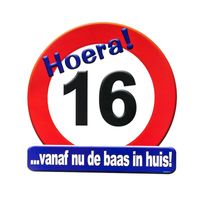 Hulde stopbord 16 jaar verjaardags cadeau/versiering - thumbnail