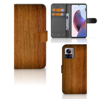 Motorola Edge 30 Ultra Book Style Case Donker Hout - thumbnail