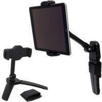 Houder voor mobiele telefoon, smartphone, tablet, tablethouder, mobiele telefoonhouder, standaard met wandhouder, metaal, zwart