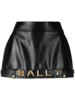 Bally minijupe en cuir à plaque logo - Noir