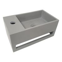 Fontein Wiesbaden Solid | 36x20x16 cm | Solid Surface | Links montage | 1 kraangat | Rechthoek | Grijs mat