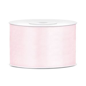 1x Hobby/decoratie licht poeder roze satijnen sierlinten 3,8 cm/38 mm x 25 meter