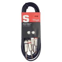 Stagg STC6P 6 m 2x jack dubbele kabel, zwart