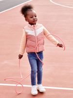 Mouwloze meisjebodywarmer in colorblock terracotta