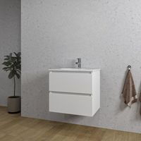 Adema Chaci Badkamermeubelset - 60x46x57cm - 1 ovale keramische wasbak wit - 1 kraangat - 2 lades - mat wit SW718708/SW718716 - thumbnail