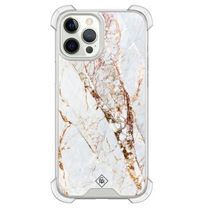 iPhone 12 (Pro) siliconen shockproof hoesje - Marmer goud