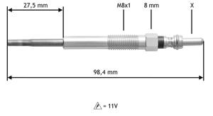 Gloeibougie VALEO, Spanning (Volt)11V, u.a. für Land Rover, Ford, Peugeot, Citroën