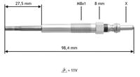 Gloeibougie VALEO, Spanning (Volt)11V, u.a. für Land Rover, Ford, Peugeot, Citroën