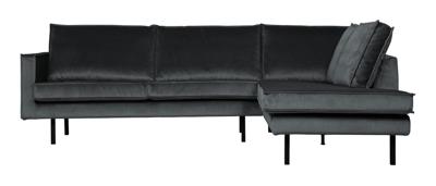BePureHome Hoekbank 'Rodeo' Rechts, Velvet, kleur Donkergrijs