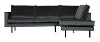 BePureHome Hoekbank 'Rodeo' Rechts, Velvet, kleur Donkergrijs