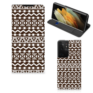 Samsung Galaxy S21 Ultra Hoesje met Magneet Aztec Brown