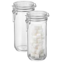 Voorraad/weck pot - 2x - glas - transparant - 21 x 10 cm - 1 L - Bormioli Rocco