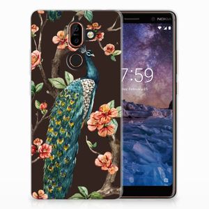 Nokia 7 Plus TPU Hoesje Pauw met Bloemen