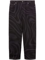 PUCCI pantalon droit en jean à imprimé Marmo - Noir