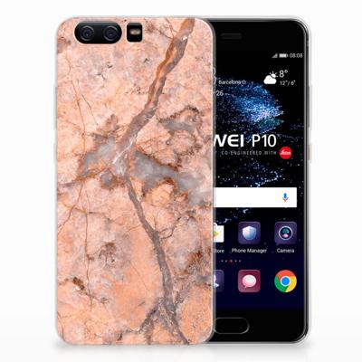 Huawei P10 TPU Siliconen Hoesje Marmer Oranje Huawei P10 TPU Siliconen Hoesje Marmer Oranje