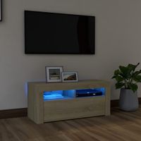 Tv-meubel met LED-verlichting 90x35x40 cm sonoma eikenkleurig - thumbnail