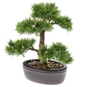 Bonsai boompje Cedrus Atlantica Glauca kunstplant in kunststof pot 32 cm   -