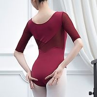ademend ballet activewear turnpakje / onesie ruches pure kleur splicing dames performance training halve mouw hoge katoenmix Lightinthebox