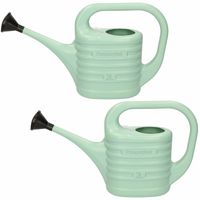 Set van 2x stuks mintgroene kunststof bloemen/planten gieters met broeskop/sproeikop 2 liter