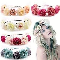 bloemenkroon rozenslinger hoofdband krans bloemen hoofddeksel met verstelbaar lint bruiloft festival feestaccessoire Lightinthebox