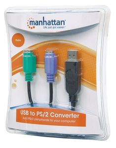 Manhattan PS/2 / USB Toetsenbord/muis Aansluitkabel [2x PS/2-bus - 1x USB 1.1 stekker A] 20.00 cm 20.00 cm Zwart