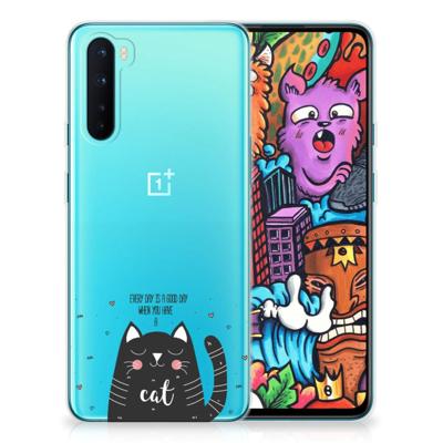 OnePlus Nord Telefoonhoesje met Naam Cat Good Day OnePlus Nord Telefoonhoesje met Naam Cat Good Day