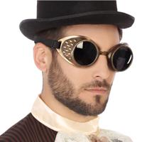 Atosa Carnaval/verkleed party bril Steampunk Dude - zwart - volwassenen - piloot/professor   - - thumbnail