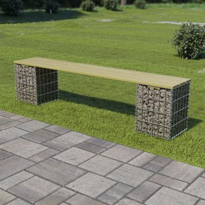 vidaXL Gabion bank 180 cm gegalvaniseerd staal en grenenhout