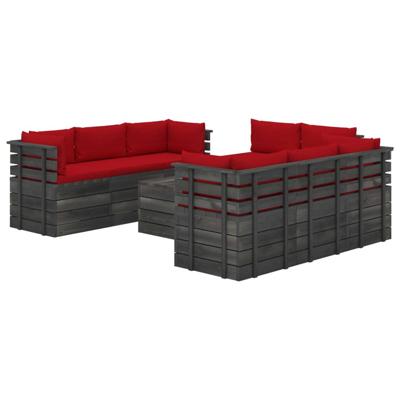 vidaXL 9-delige Loungeset met kussens pallet massief grenenhout vidaXL 9-delige Loungeset met kussens pallet massief grenenhout