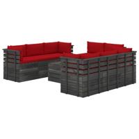vidaXL 9-delige Loungeset met kussens pallet massief grenenhout