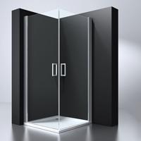 Douchecabine Erico Vierkant Hoekinstap Draaideur 100x100x190cm Antikalk Helder Glas Chroom Profiel 6mm Veiligheidsglas Easy Clean