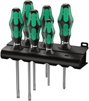 Wera 334/355/6 Rack schroevendraaierset Kraftform Plus lasertip + rek, 6-delig, 05105656001