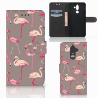 Nokia 7 Plus Telefoonhoesje met Pasjes Flamingo