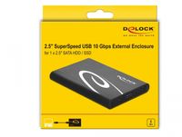 Delock 42610 externe behuizing voor 2,5 SATA HDD/SSD met SuperSpeed USB 10 Gbps (USB 3.1 Gen 2) - thumbnail