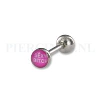 Tongpiercing logo Sexy bitch 6 mm bal