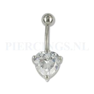 Navelpiercing hart kristal