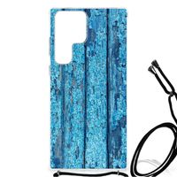 Samsung Galaxy S23 Ultra Stevig Telefoonhoesje Wood Blue - thumbnail