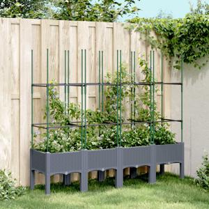 Plantenbak met latwerk 160x40x142,5 cm polypropeen grijs