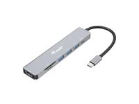 Equip 133494 USB-C 7-in-1 multifunctionele adapter, HDMI 4K/60 Hz, USB 3.2 Gen1 x 3, TF/Micro SD, 100 W USB PD