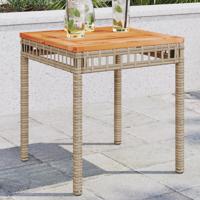 Tuintafel 38x38x42 cm poly rattan en acaciahout gemengd beige - thumbnail