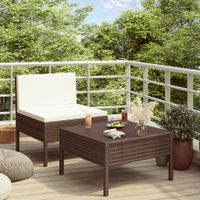 2-delige Loungeset met kussens poly rattan bruin - thumbnail