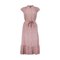 Geisha maxi jurk met all over print en ceintuur roze