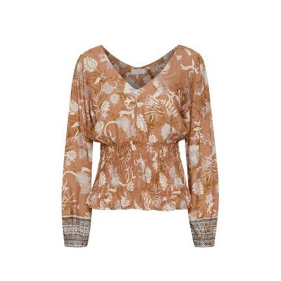 Cream top Johui met all over print oranje
