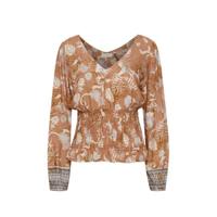 Cream top Johui met all over print oranje