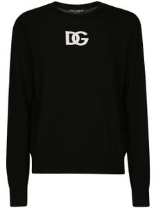 Dolce & Gabbana pull en laine à logo DG intarsia - Noir