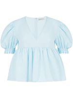 Nina Ricci blouse en coton à manches bouffantes - Bleu